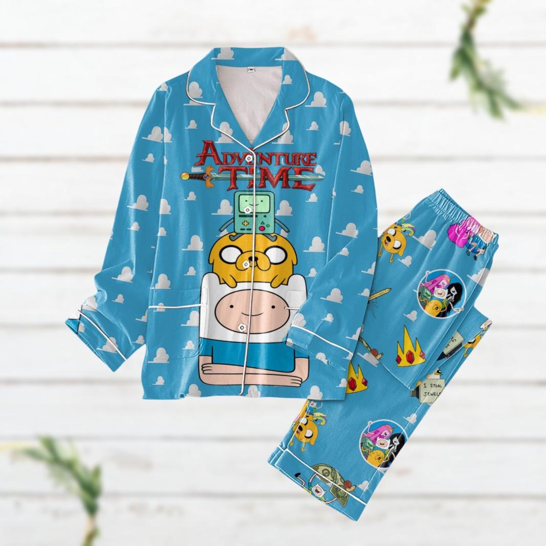 Christmas Adventure Time Pajamas Set, Adventure Time Finn And Jake Shirt, Cute Cartoon Movie Holiday Pajamas, Gift For Friends
