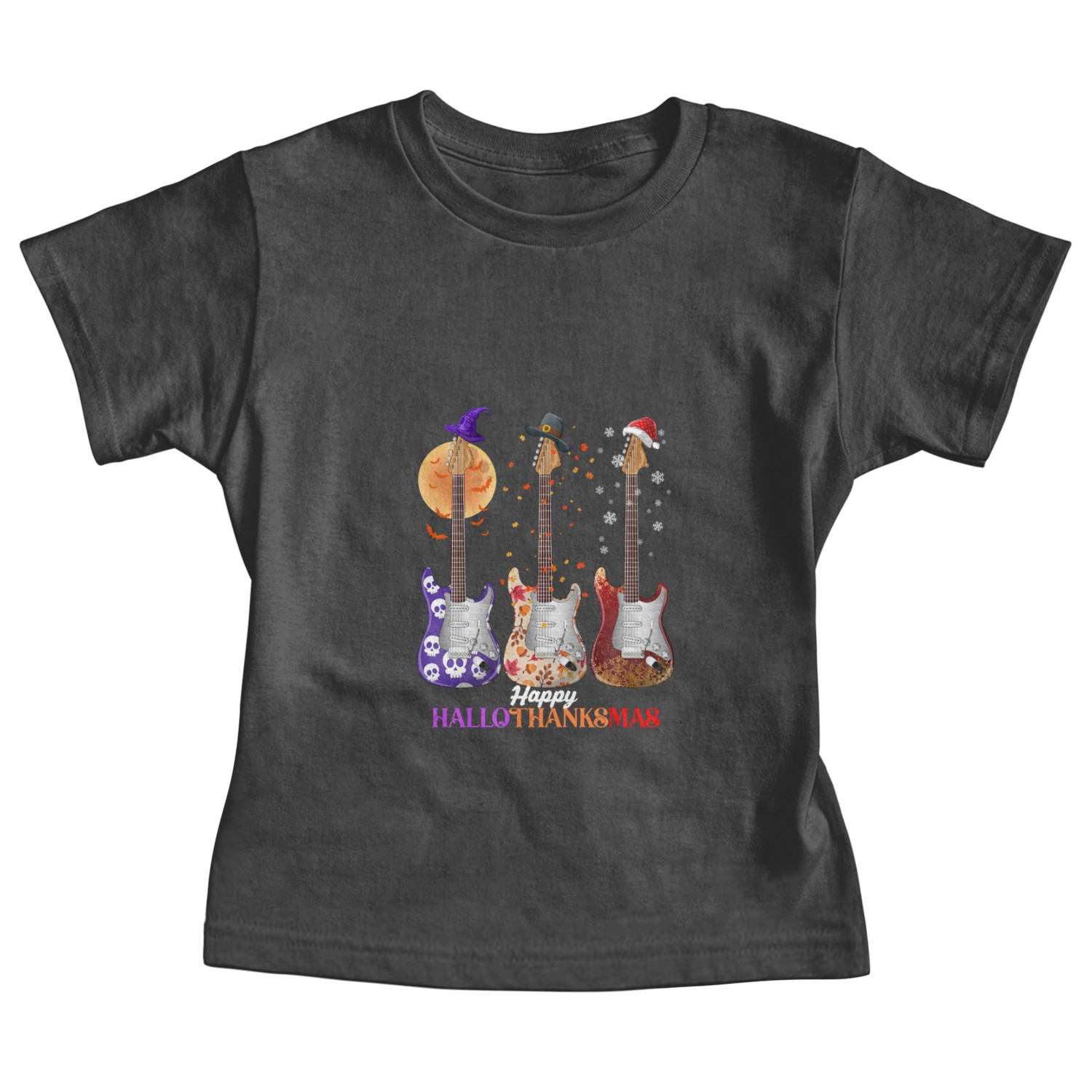 Happy HalloThanksMas Guitar Baby Tees