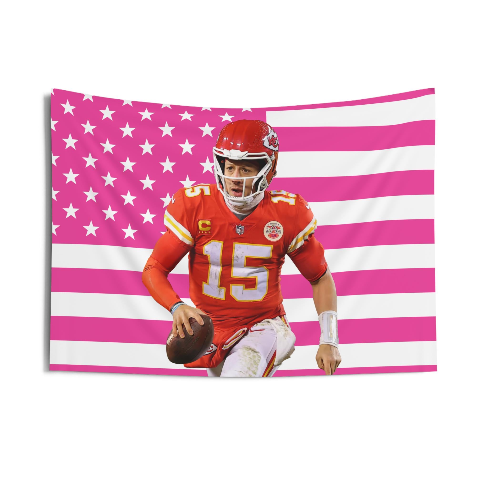Patrick Mahomes US Pink Flag Wall Tapestry, Indoor Wall Hanging, Home Decor