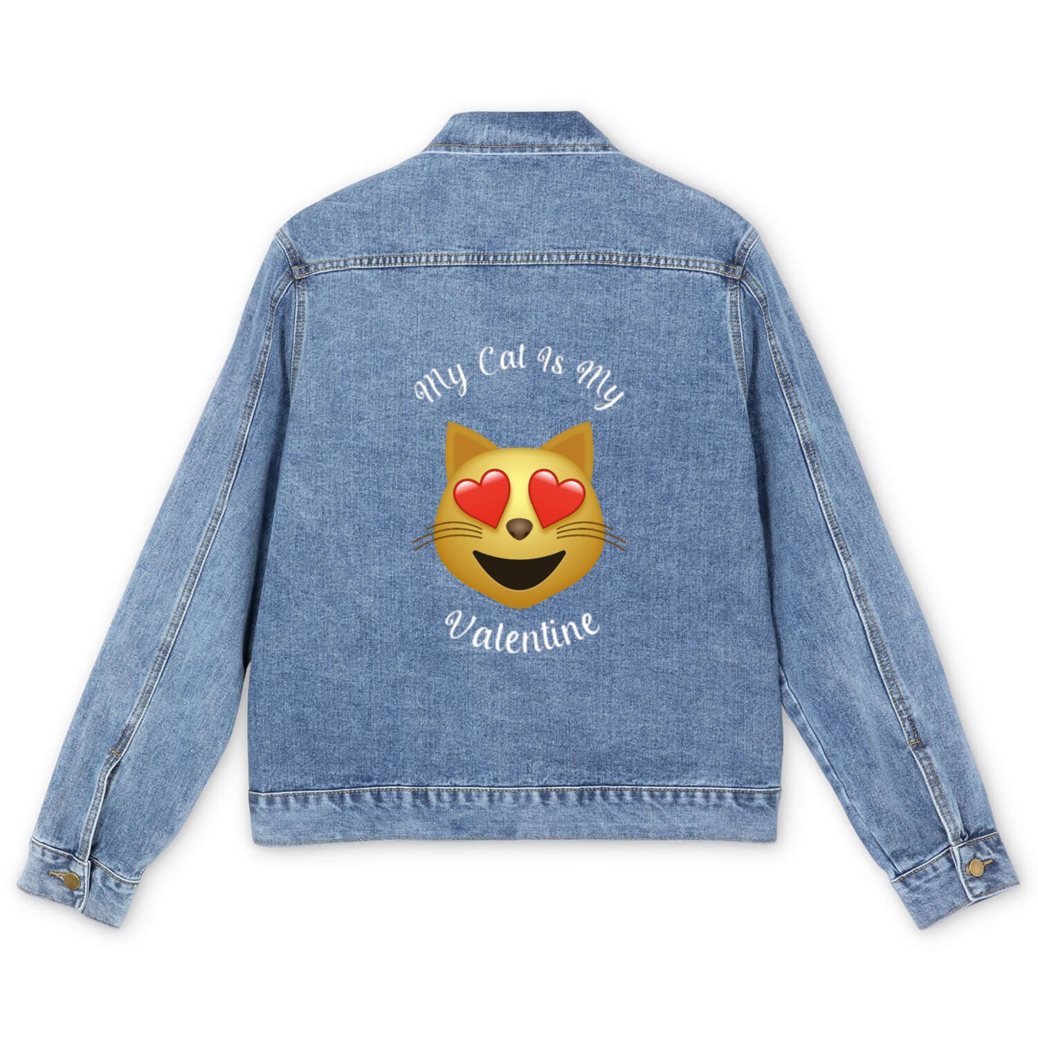 My Cat Is My Valentine Men's Denim Jackets