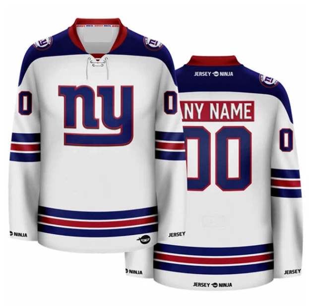 New York Giant White Hockey Jersey Fullsize S-5Xl