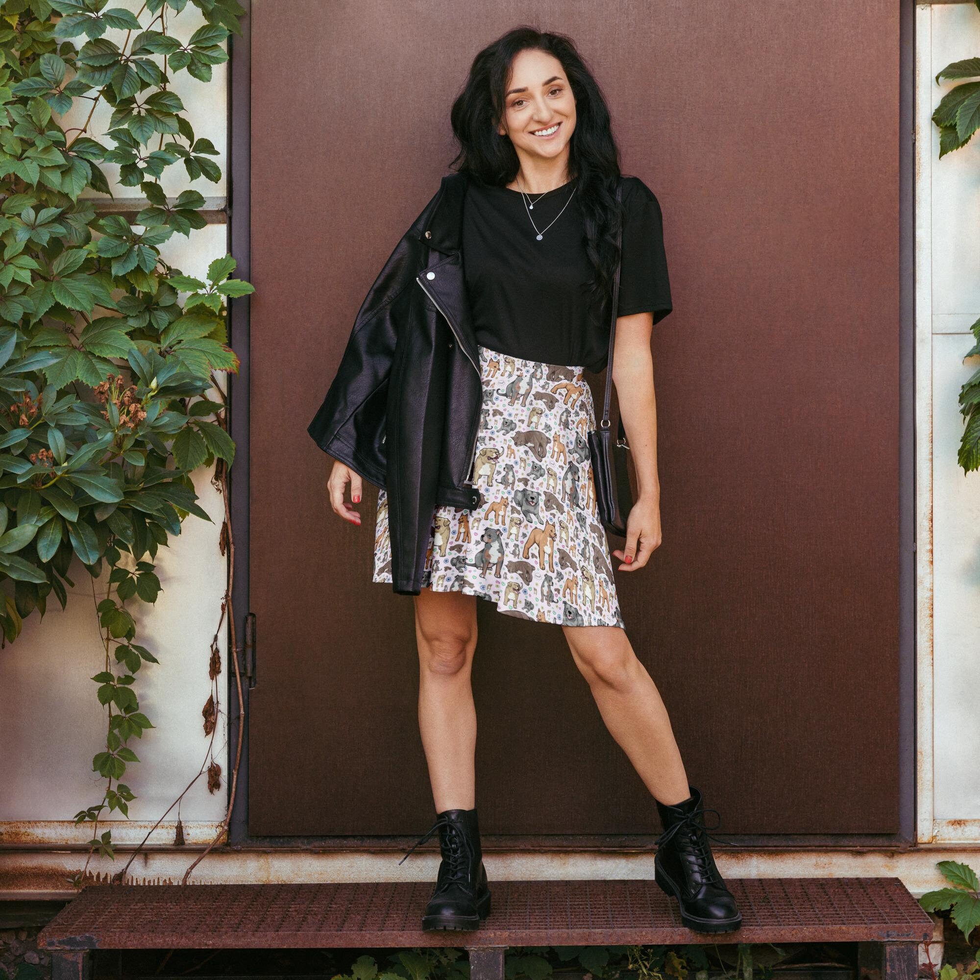 Cute Pitbull Skater Skirt