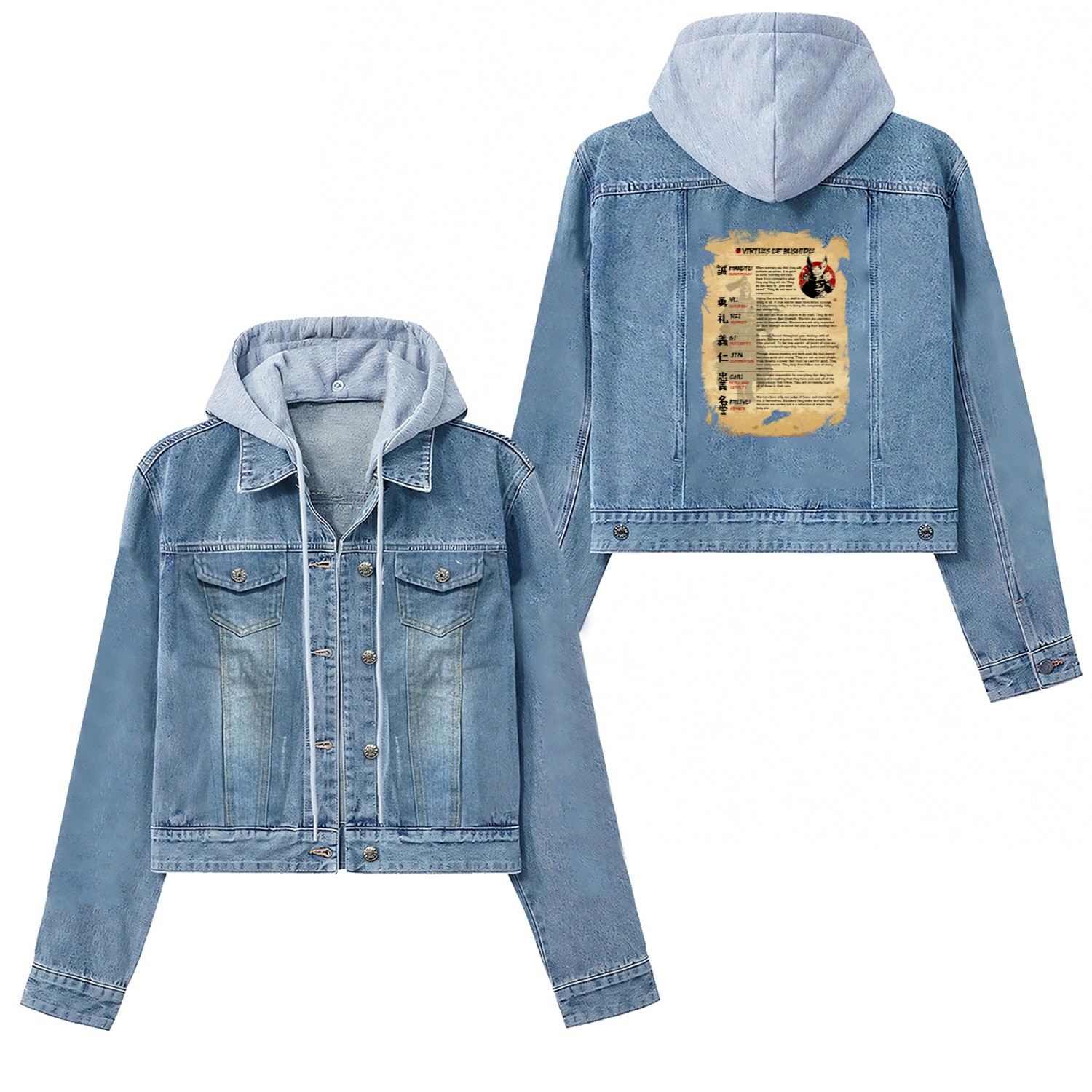 The Seven Virtues of Bushido III Women's Denim Jackets
