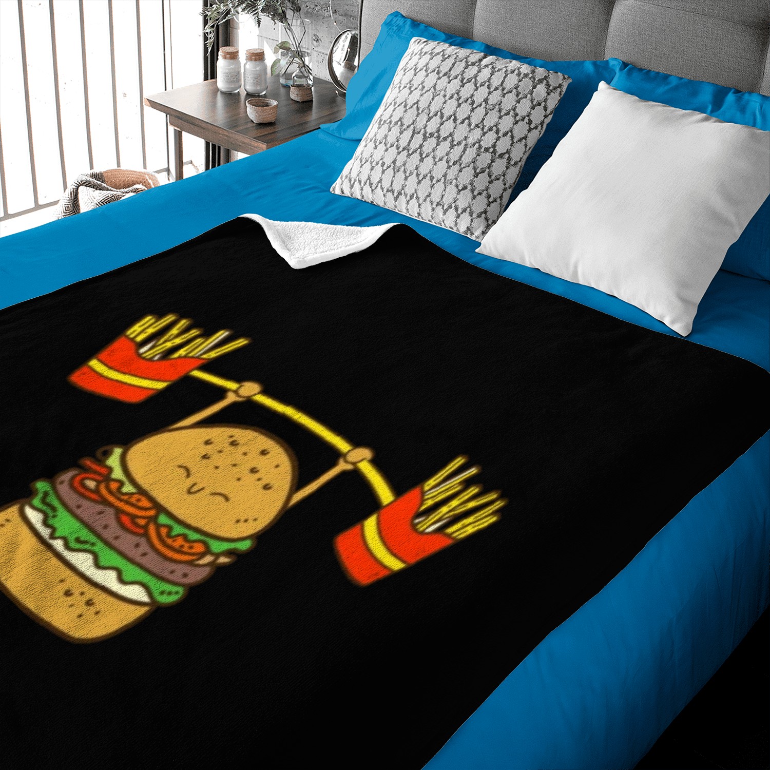 Burger Lifting Fries Baby Blankets