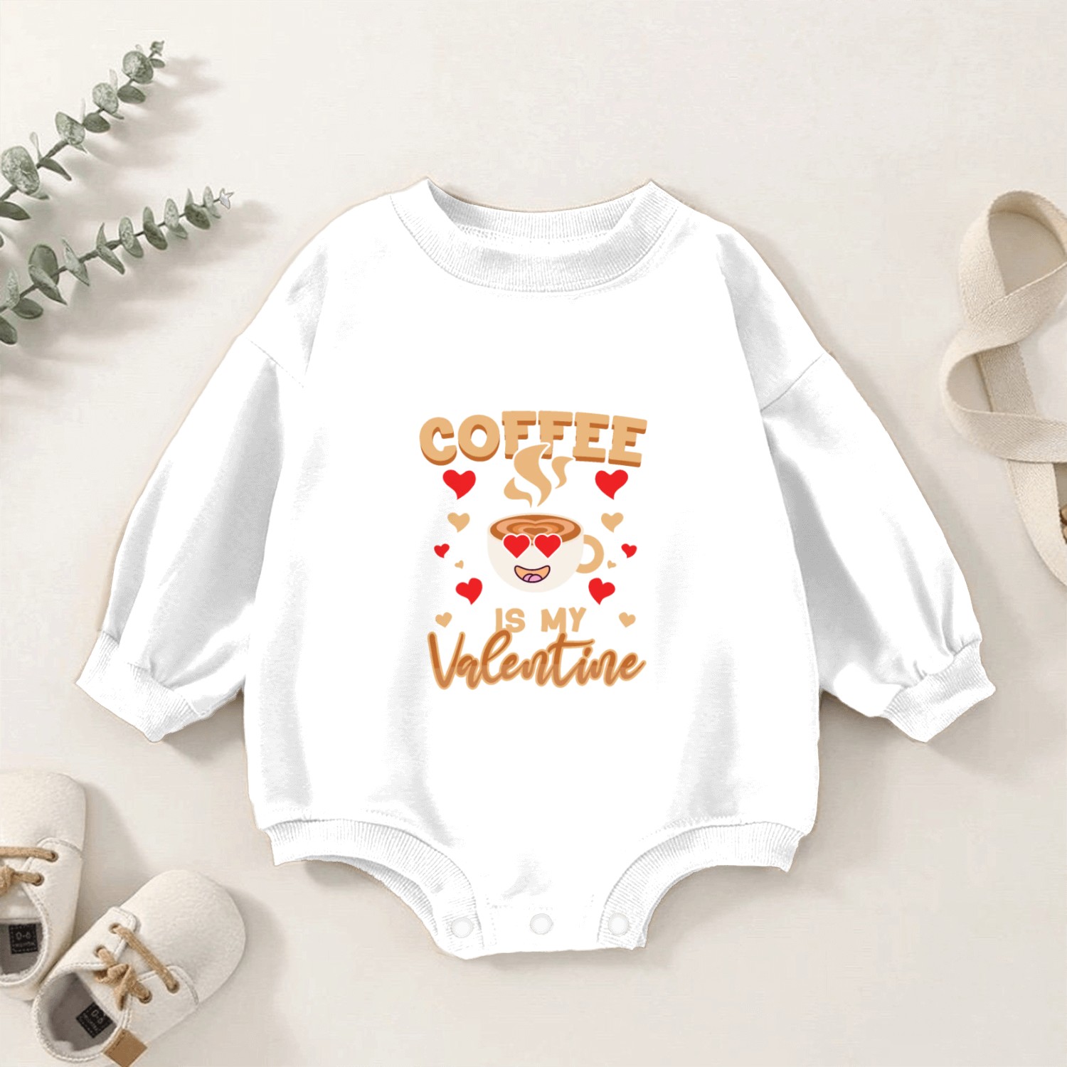 Coffee Is My Valentine Coffee Lover For Cute Cafe Baby Romper Sweatshirts