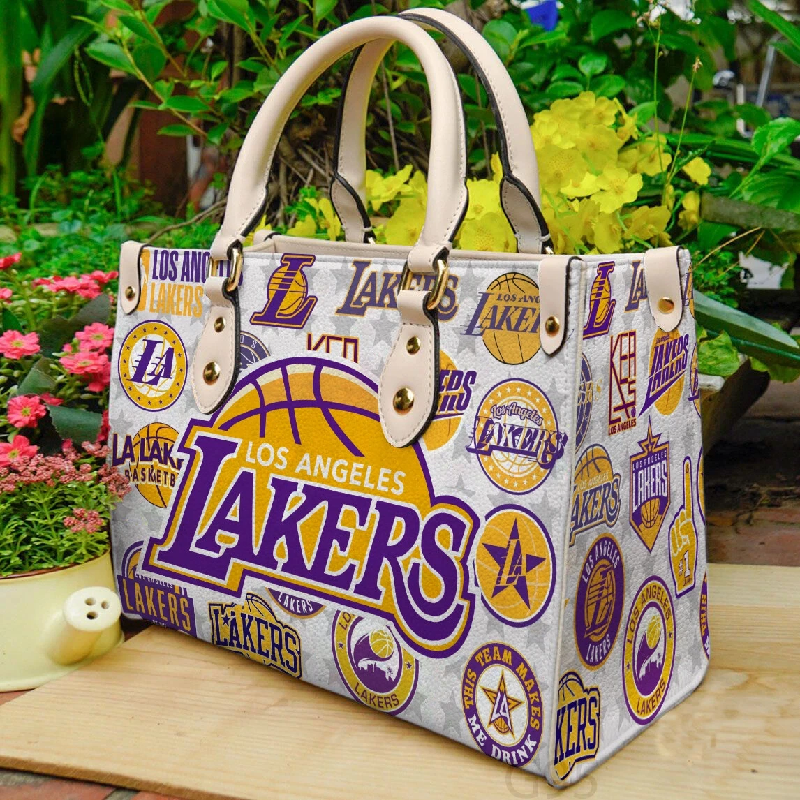 Los Angeles Basketball Team Lakerss Leather Hand Bag