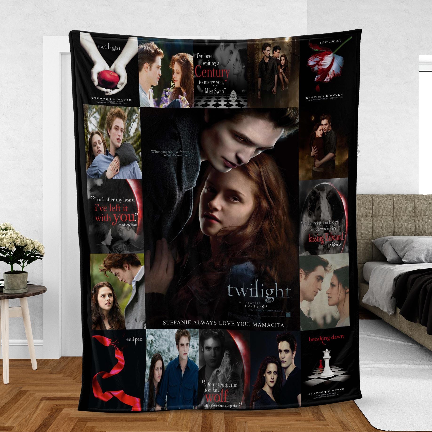 Twilight Fleece Blanket, Edward And Bella Team Fleece Blanket, Twilight Sage Film Series Blanket, Gift for Fan
