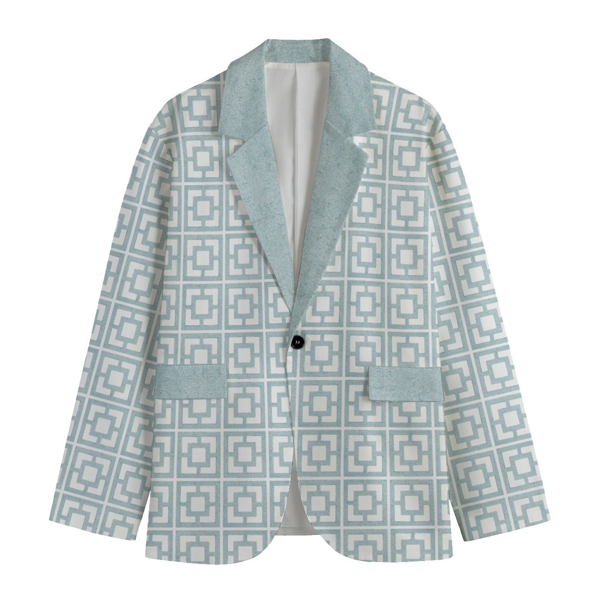 Retro Breeze Block Pattern Women's Casual Blazer, Women Suit Jacket, Gift For Her