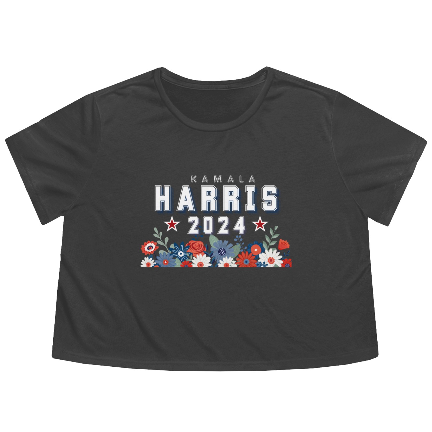Harris 2024 Floral Election Flowy Cropped Tees