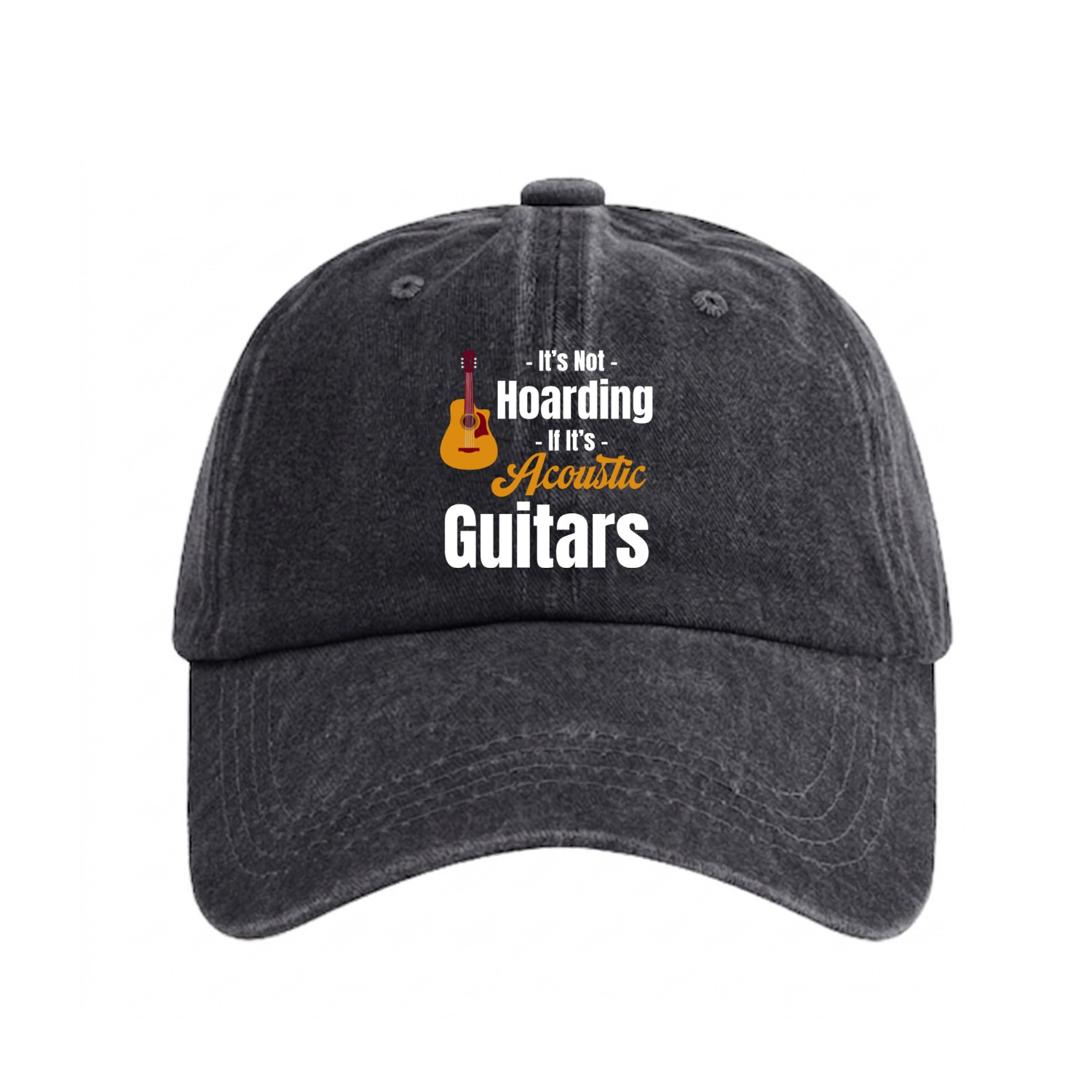 It's Not Hoarding If It's Acoustic Guitars Band Washed Denim Baseball Caps