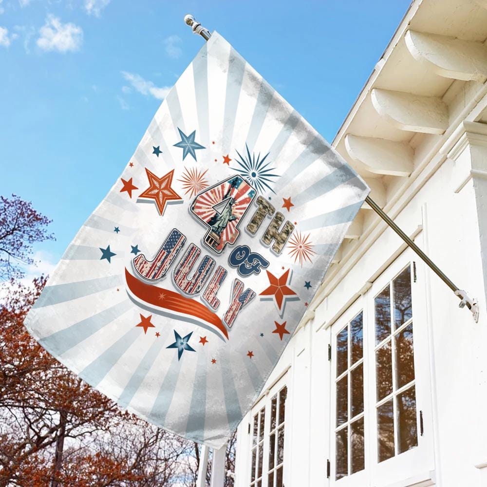 4th of July Independence Day House Flag, American Independence, 4th July Yard Decor, USA Porch Flag