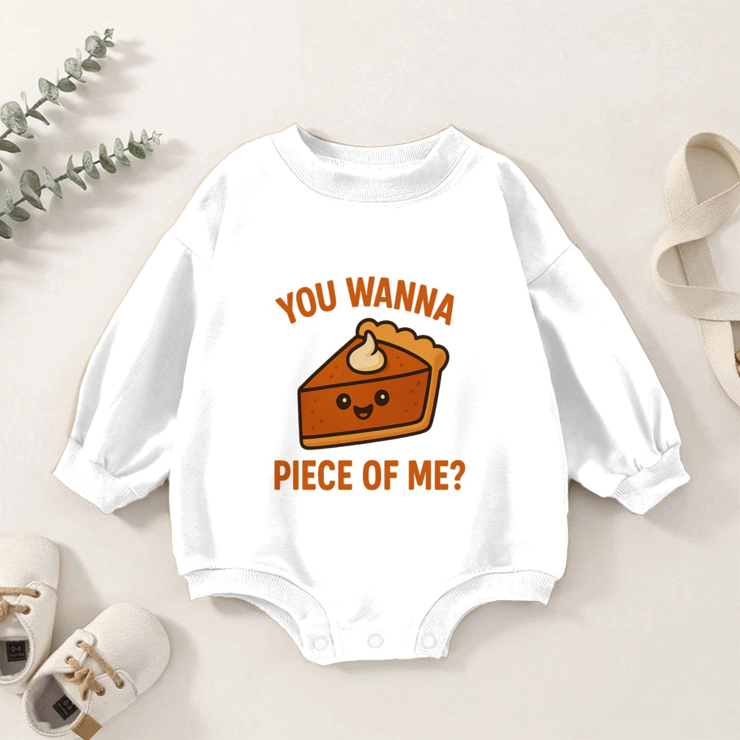 Whimsical Pie Illustration Baby Romper Sweatshirts