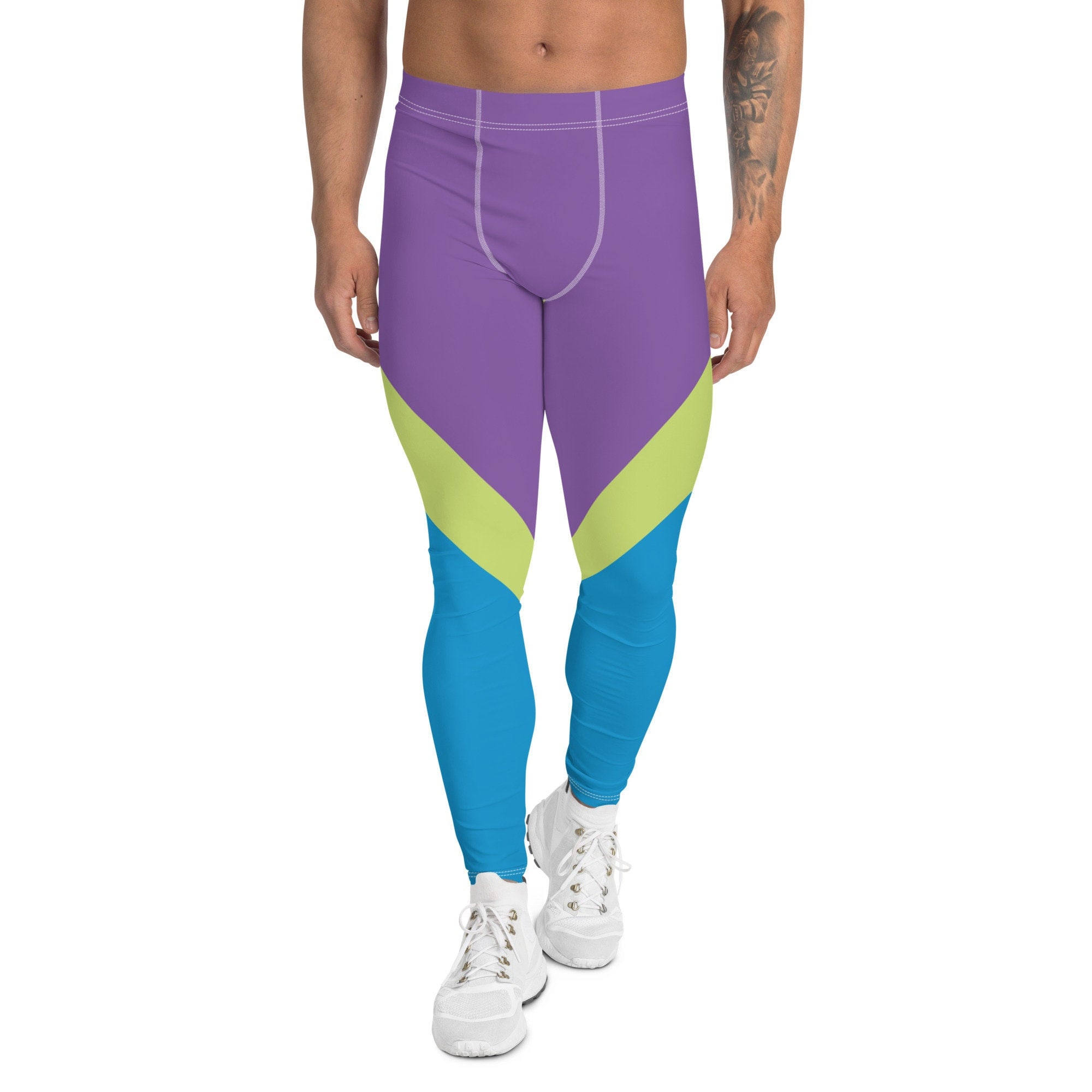 Retro Vintage Color Block Men's Leggings