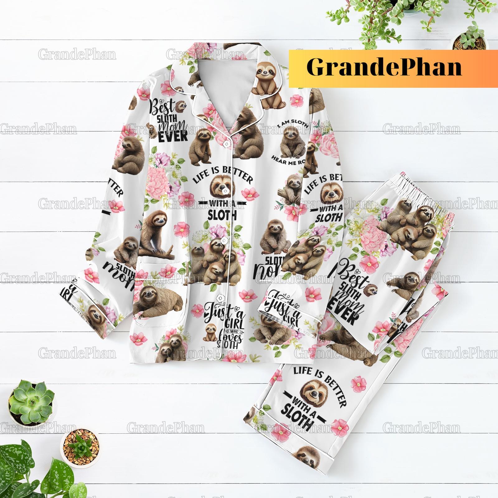 Sloth Animal Pajamas Set, Cute Sloth Christmas Pajamas, Sloth Women Pajamas, Pajamas For Family, Sloth Lover Shirt