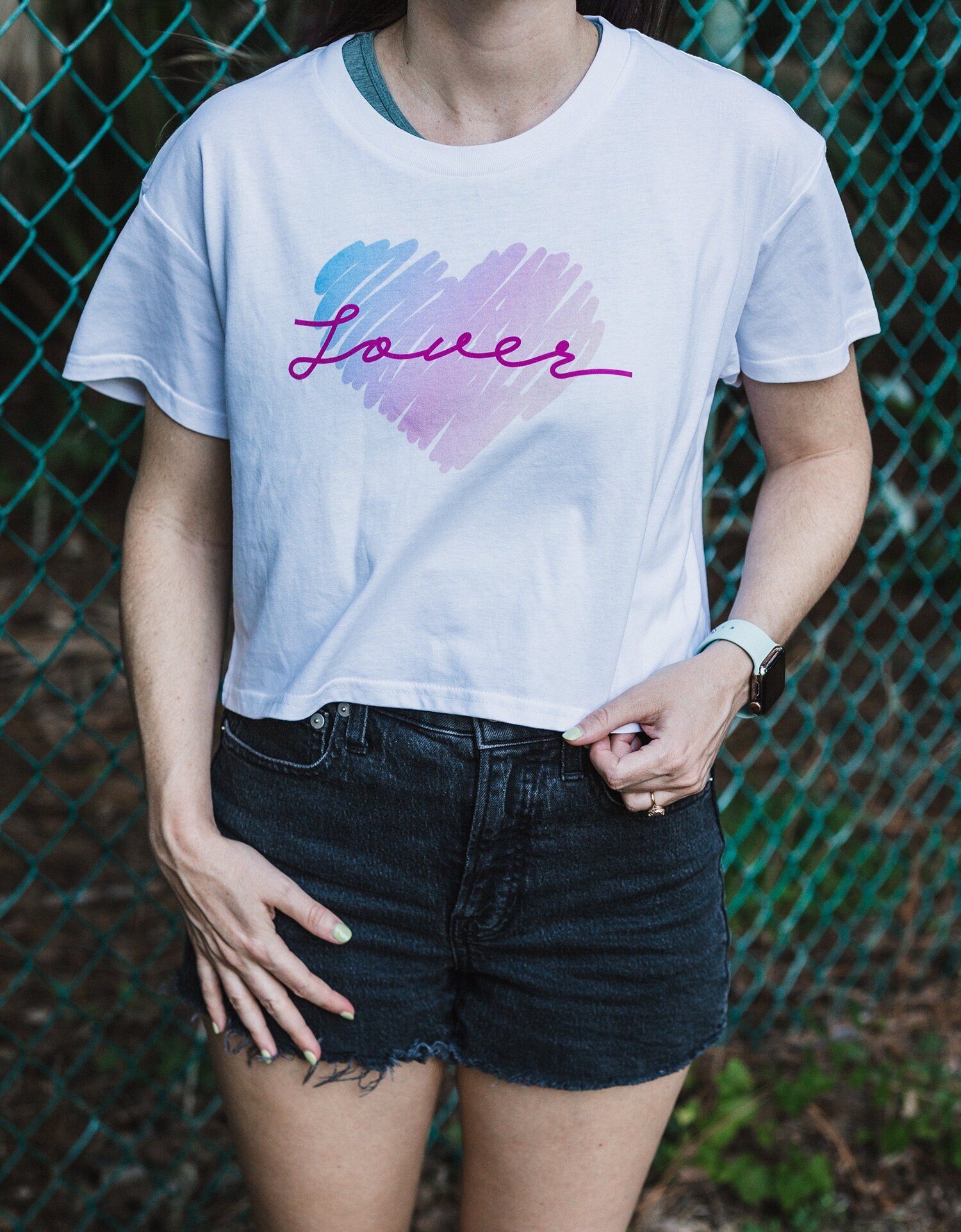 Lover Heart Ombr Crop Top T-Shirt Eras Shirt