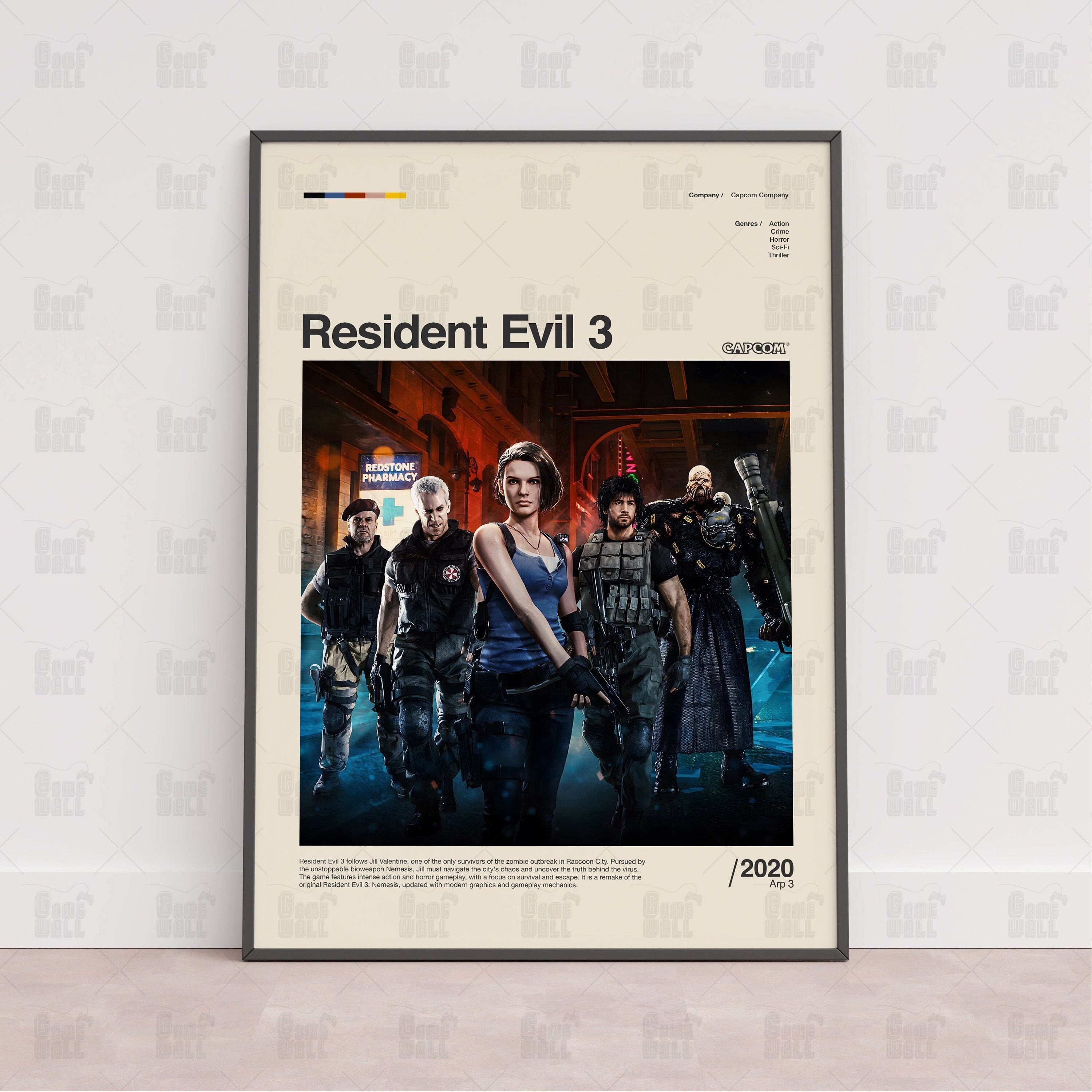 Resident Evil 3 Poster, Gaming Room Poster, Unfamed poster, Available in 7 sizes poster, Gift for fan, Movie lover gift