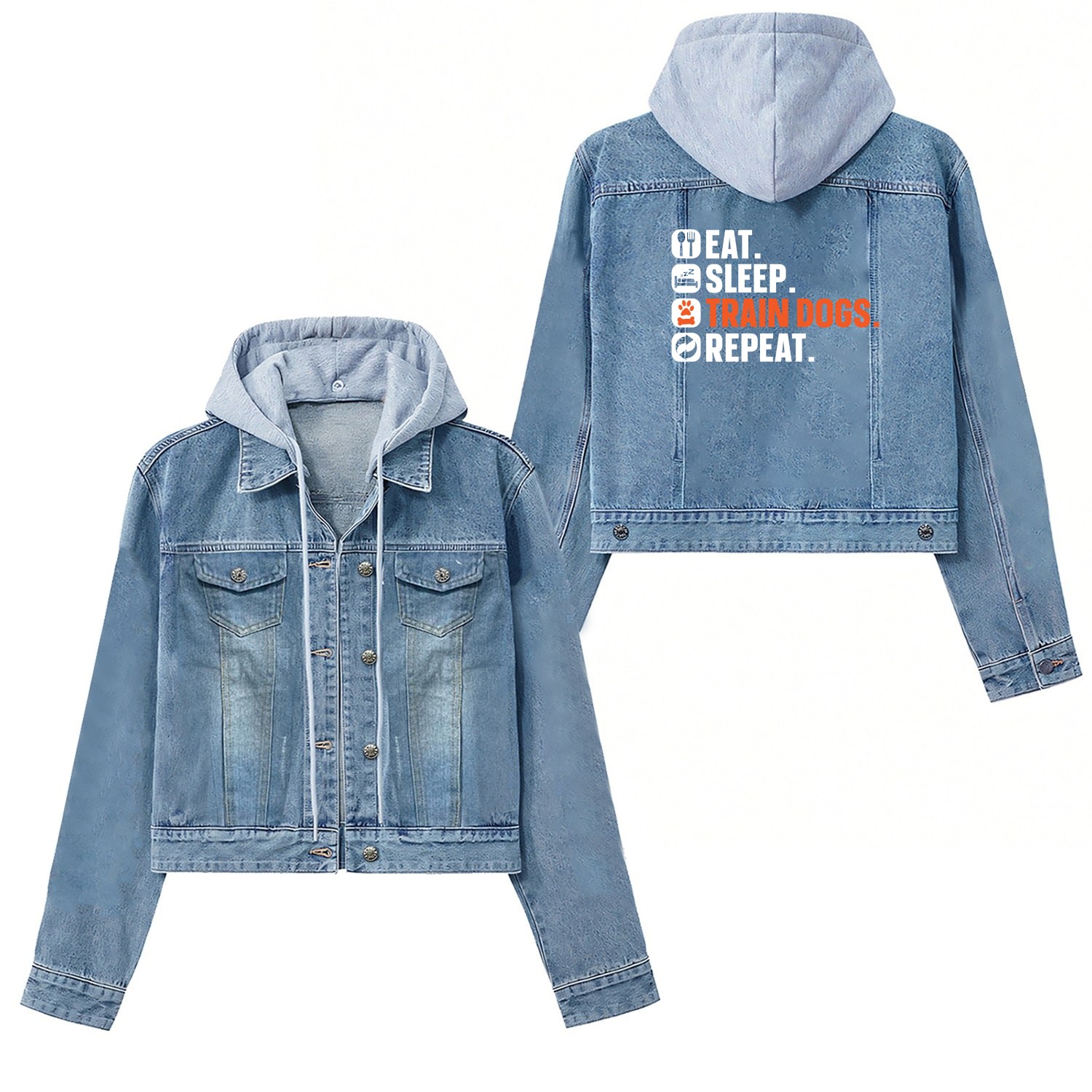 Dog Trainer Eat Sleep Train Dogs Repeat Dog Lover Women's Denim Jackets