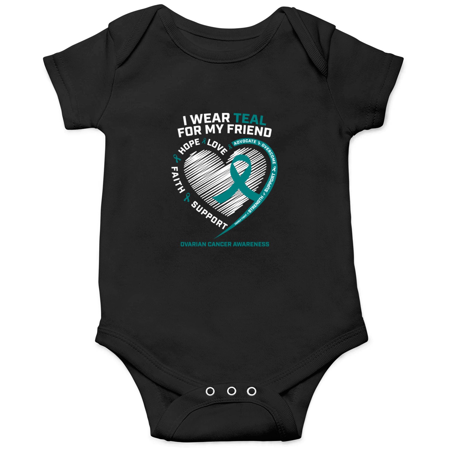 Teal Ribbon Ovarian Cancer Awareness Friend Onesies