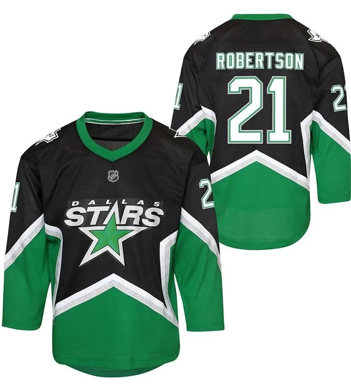 Robertson Dallas Star Black Third Hockey Jersey Size XS-5XL Fanmade