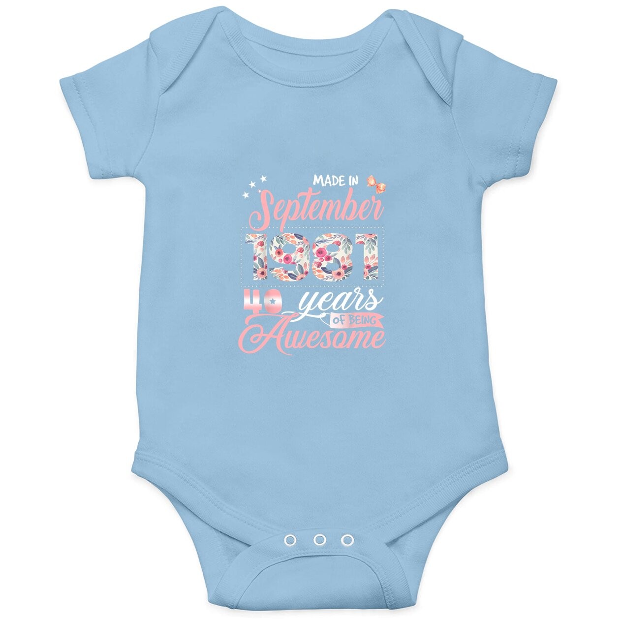 40th Birthday Floral Gift For Born In September 1981 Baby Bodysuit