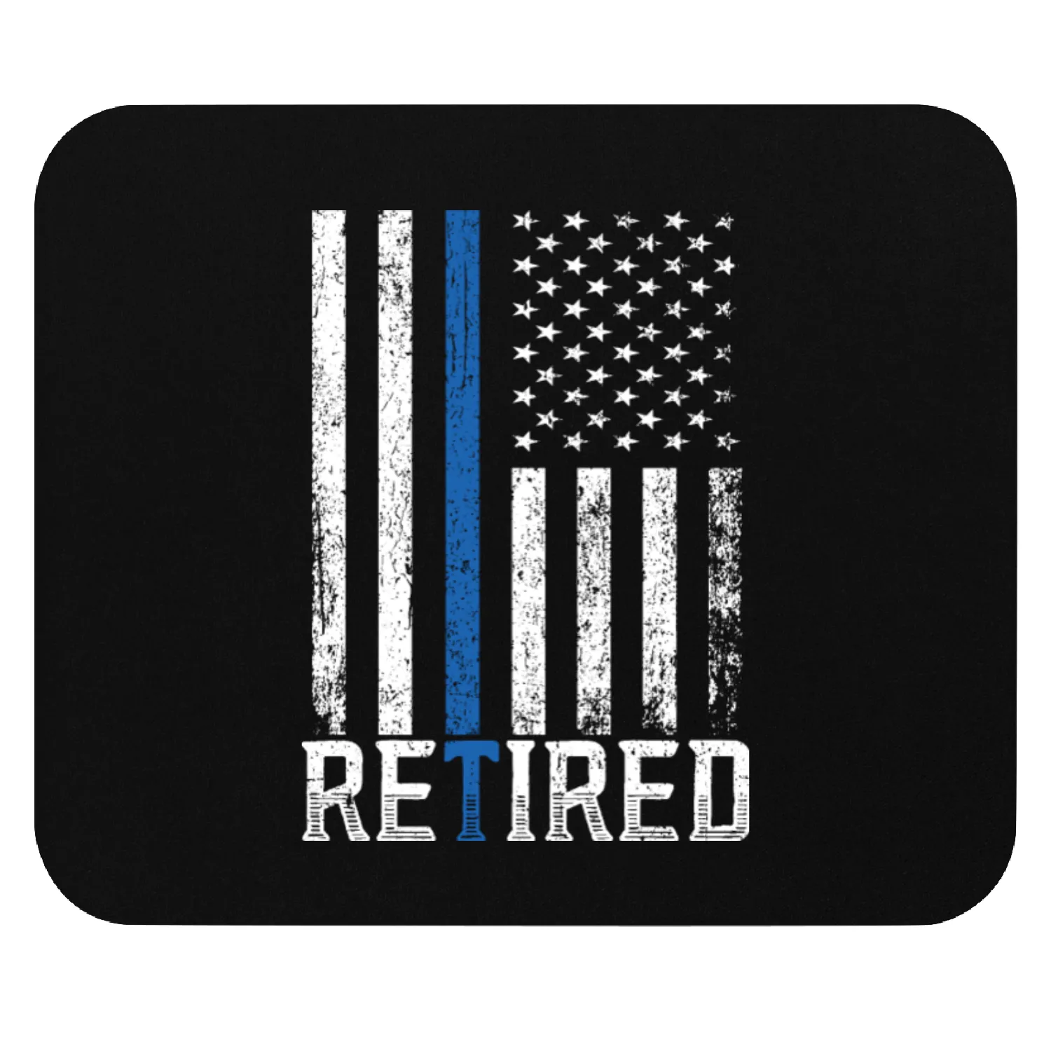 Retired Police Officer Mouse Pads Thin Blue Line Flag