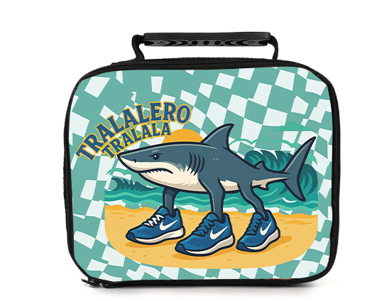 Tralalero Tralala Shark Italian Brainrot Kids Insulated Lunch Bag, Fun Insulated Lunch Box