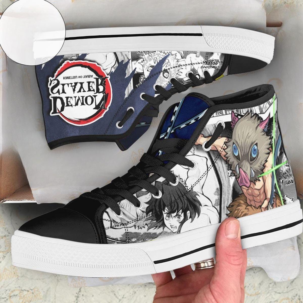 Anime Style High Top Sneakers, Masked Warrior Shoes