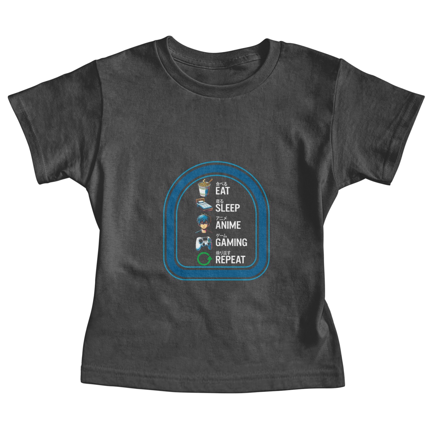 Eat Sleep Anime Gaming Repeat Anime Baby Tees