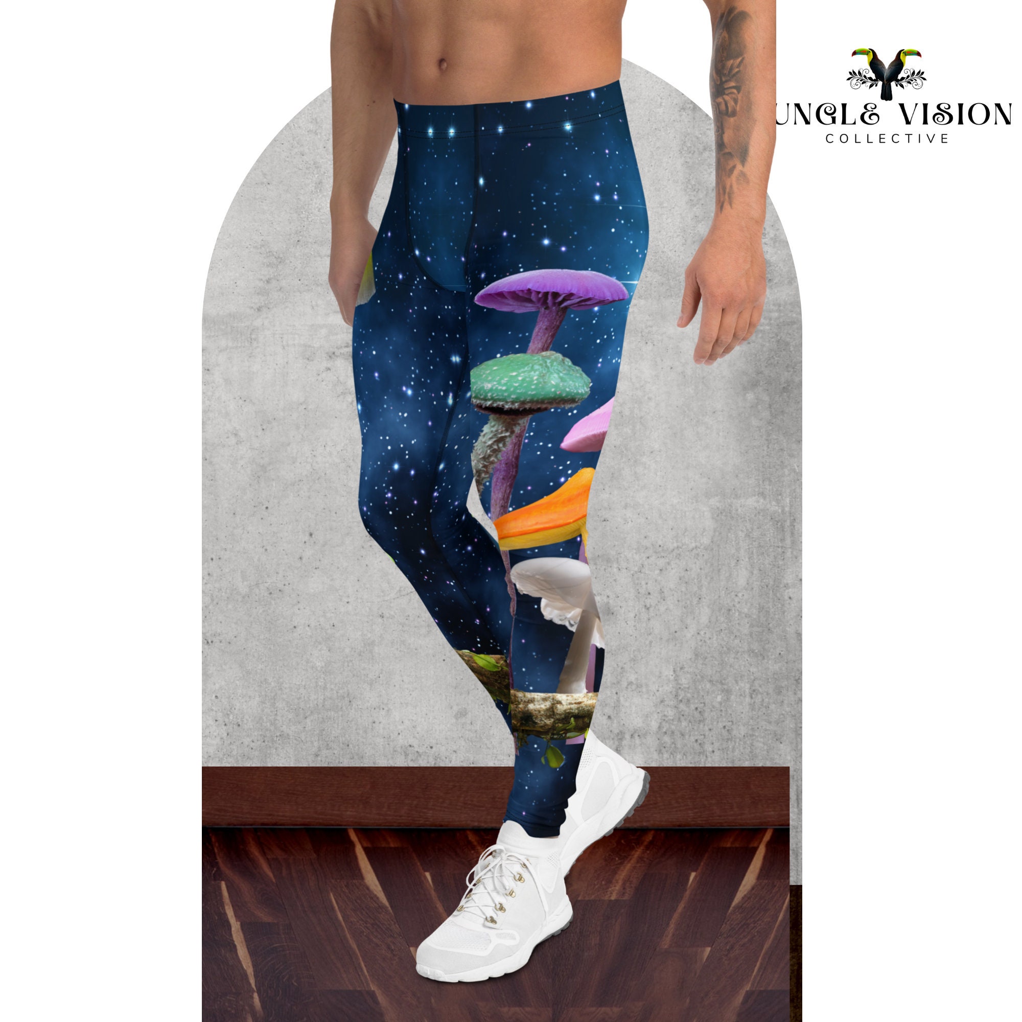 Men's Magical Rainbow Mushroom Leggings sporty leggings, fitness pants for men