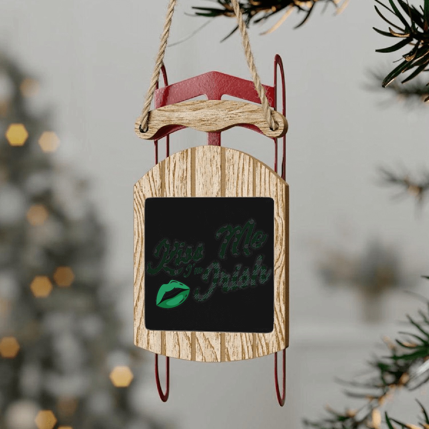 Kiss Me I'm Irish Sled Ornaments