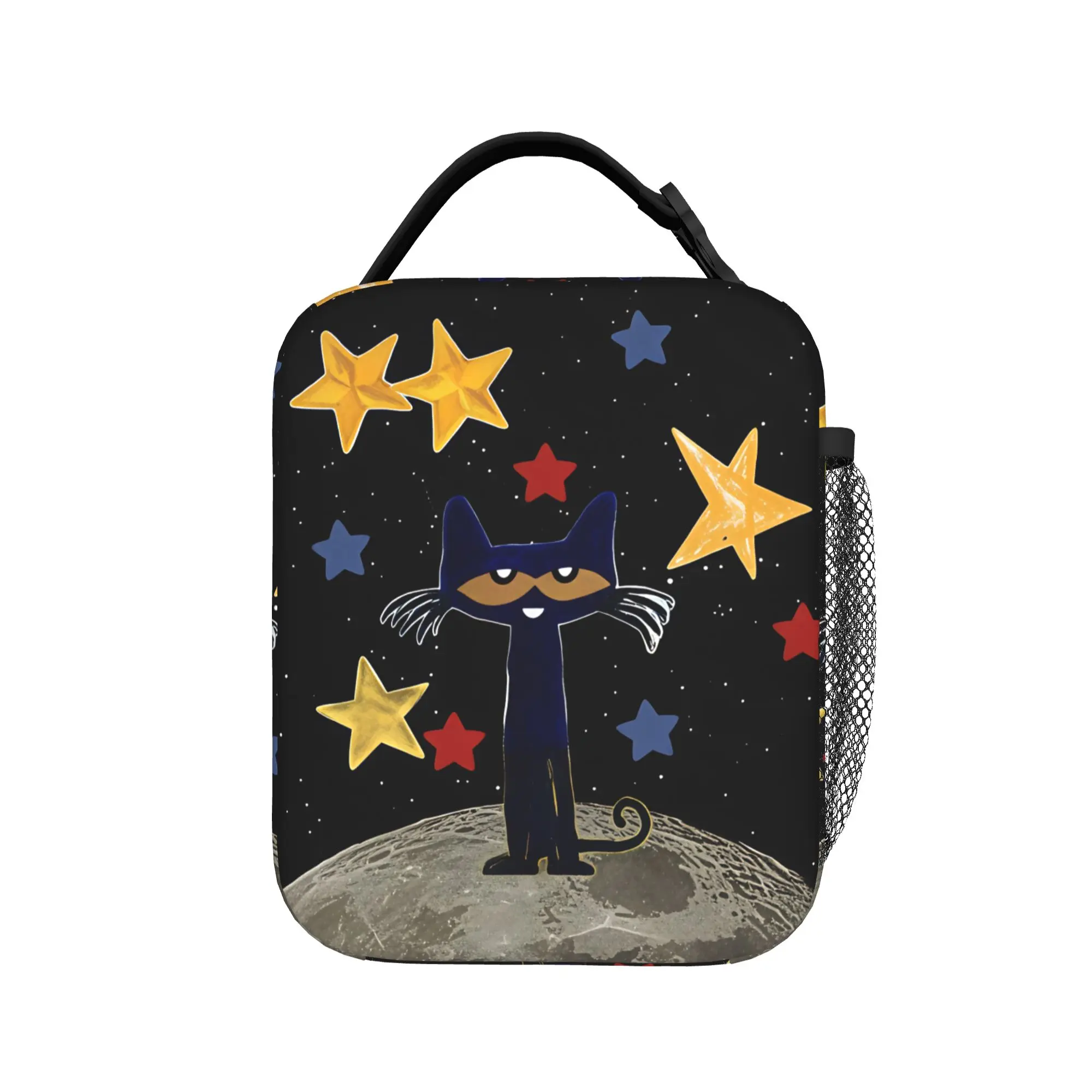 Pete Cat Lunch Bag Travel Lunch Box For Women Retro Print Tote Food Bags Oxford Portable Cooler Bag
