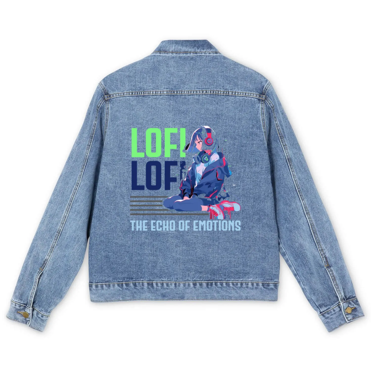Lofi Music Lover Low Fidelity Japanese Aesthetic Men's Denim Jackets