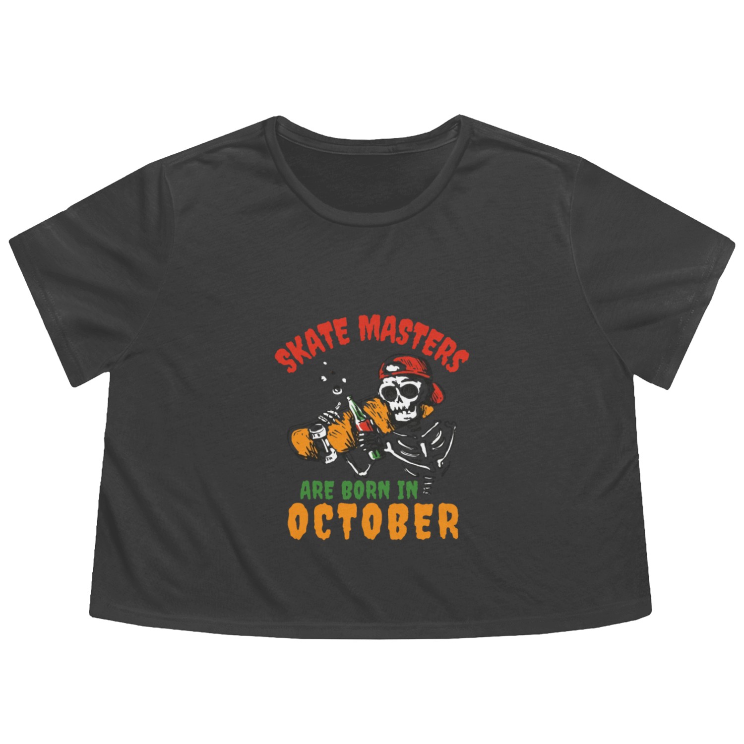 skate masters are born in october, halloween gift Flowy Cropped Tees