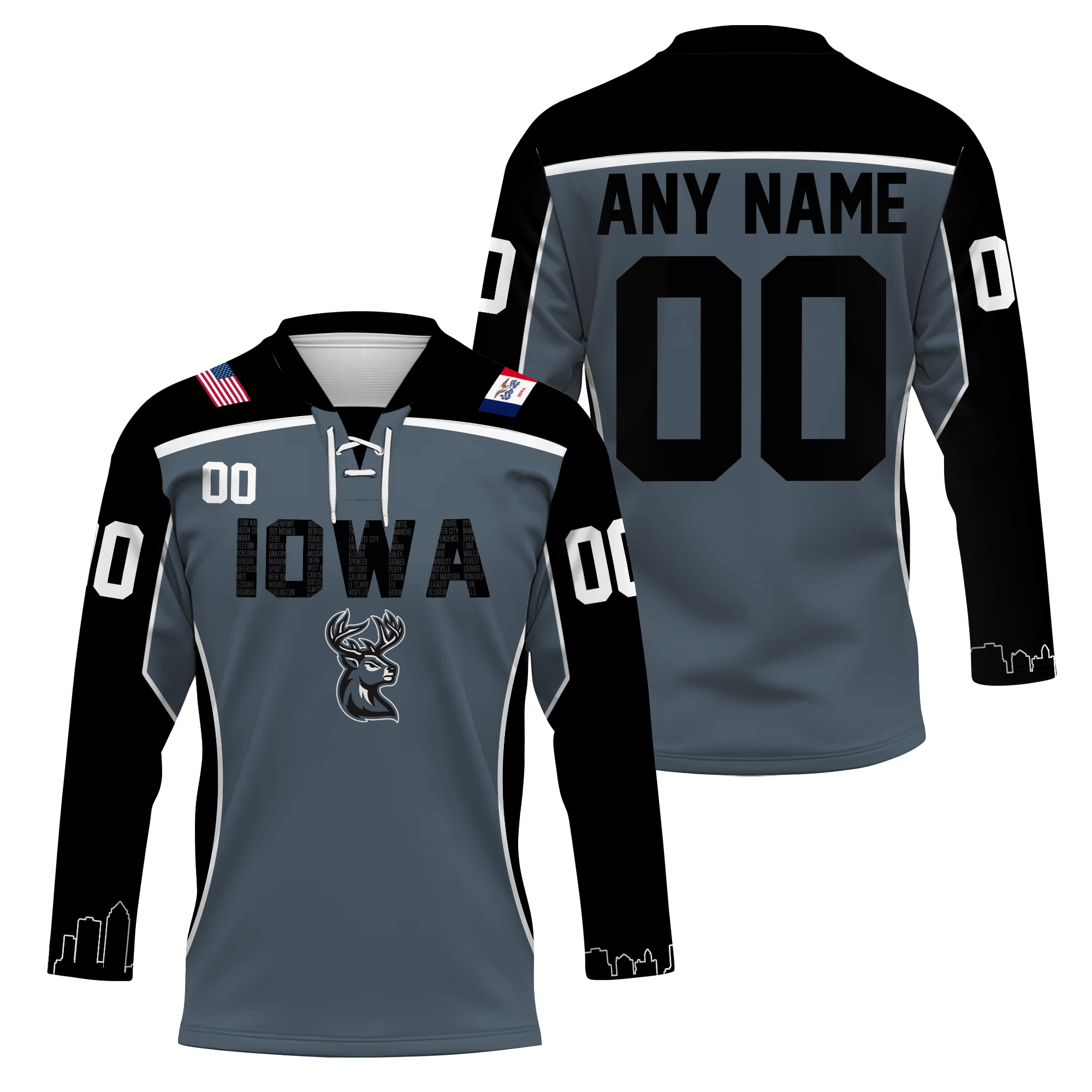 Iowa Heartlanders Personalized 2025/26 Black Lace Hockey Shirt Fan Gear