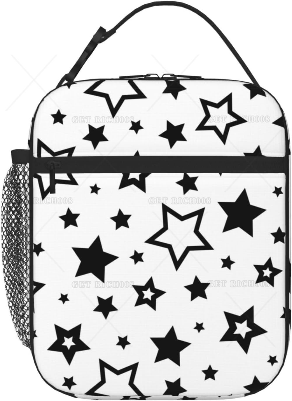 Black Stars Insulated Kids Lunch Bag Reusable Portable Lunch Box for Work Picnic Camping