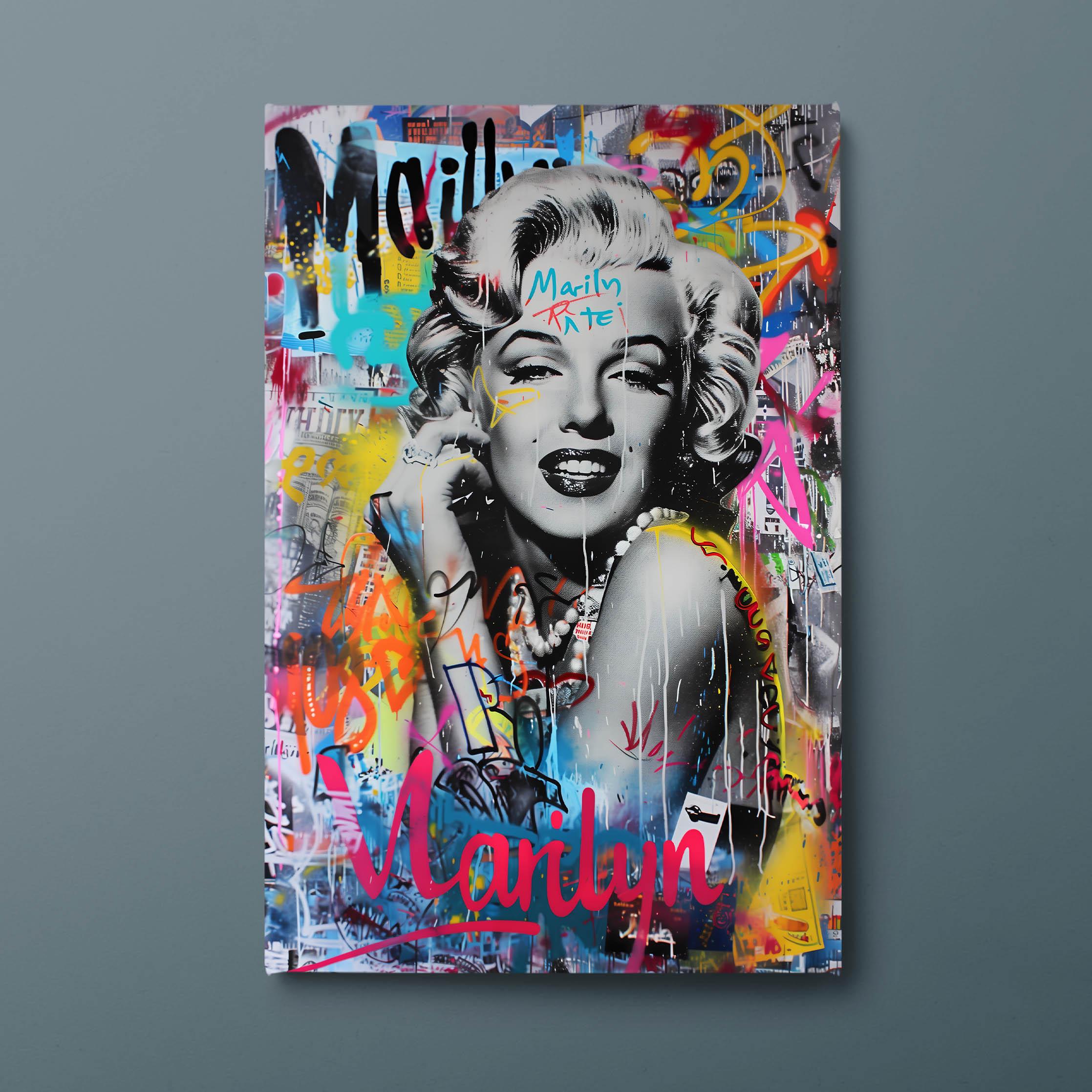 Graffiti Marilyn Monroe Canvas Art: Colorful Pop Street Art, Ready to Hang