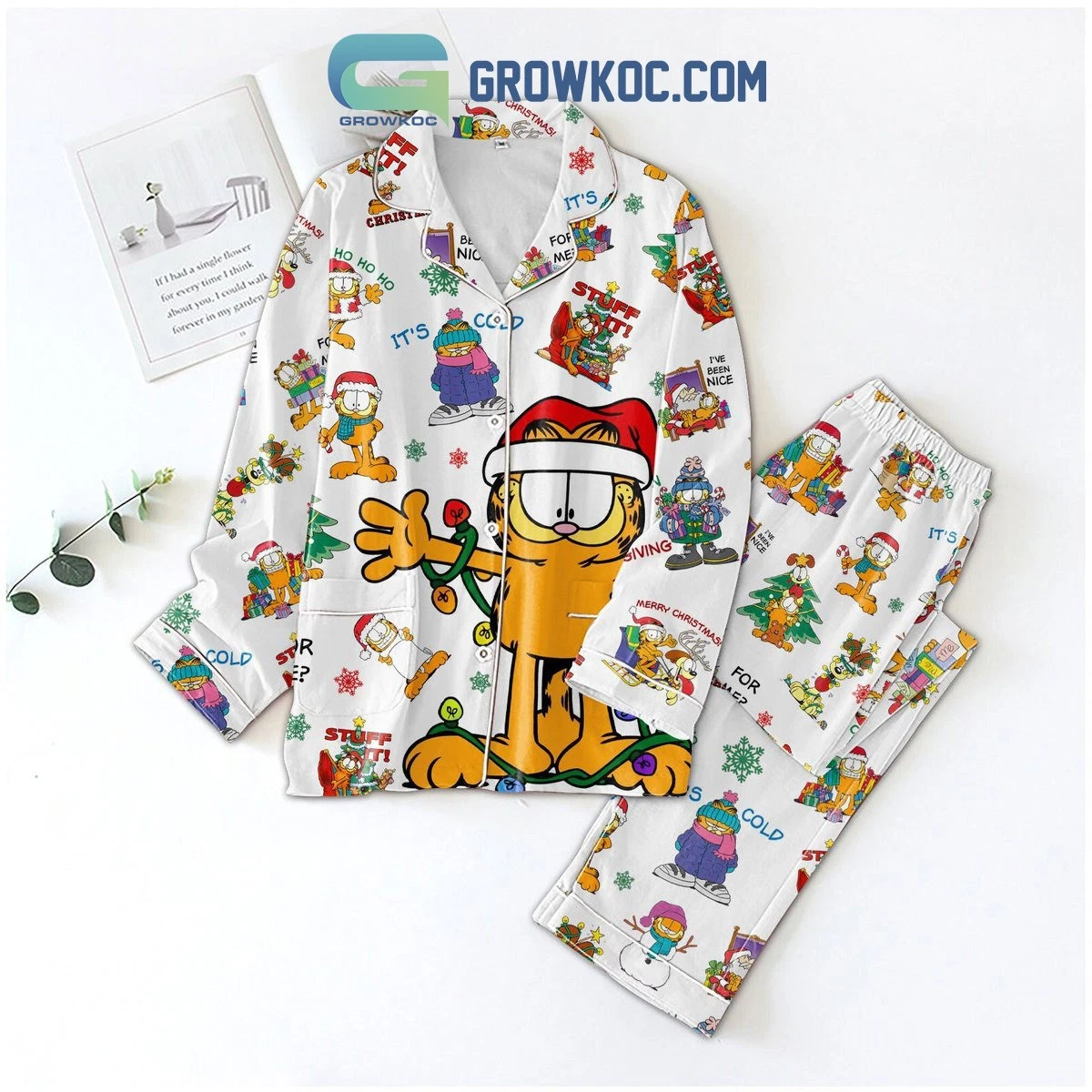 Garfield Merry Christmas Pajama Set for Adults