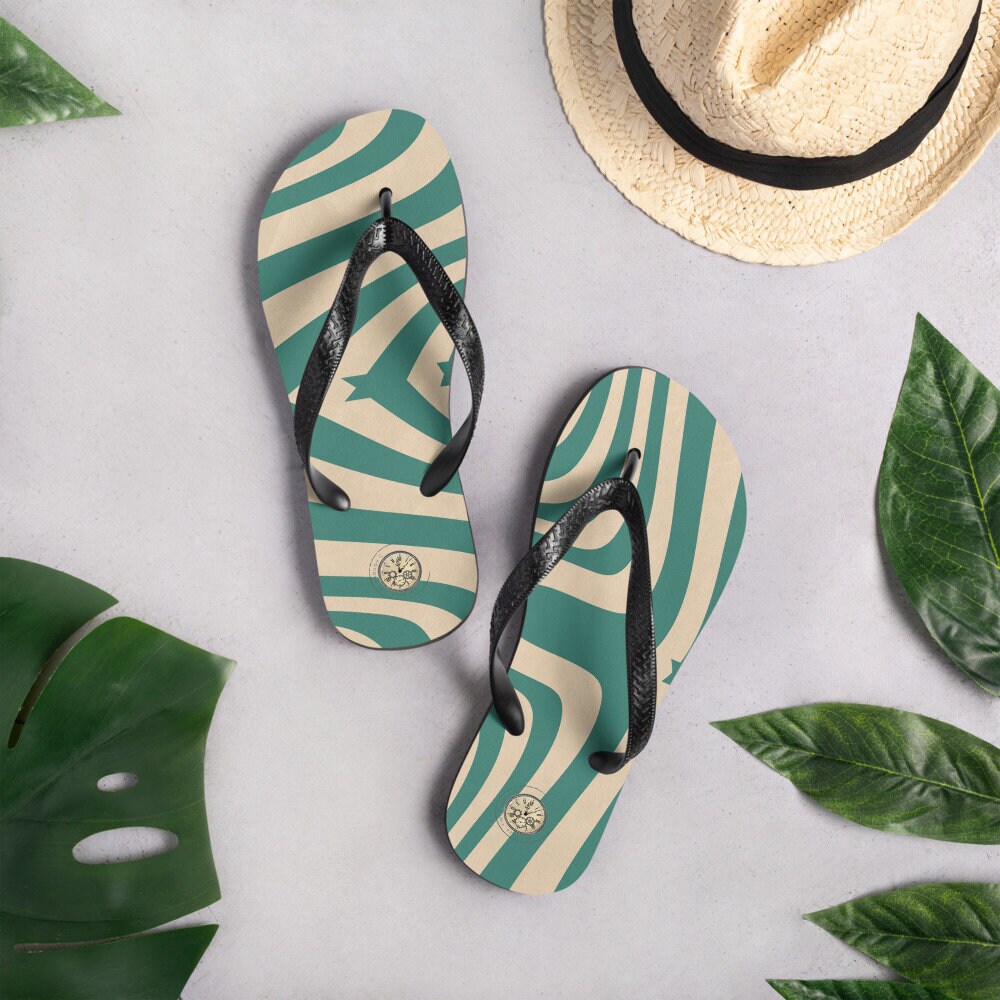 Retro Flip-Flops, vintage pattern flip flops, holiday pool flip flops, travel flip flops, mothers day gift