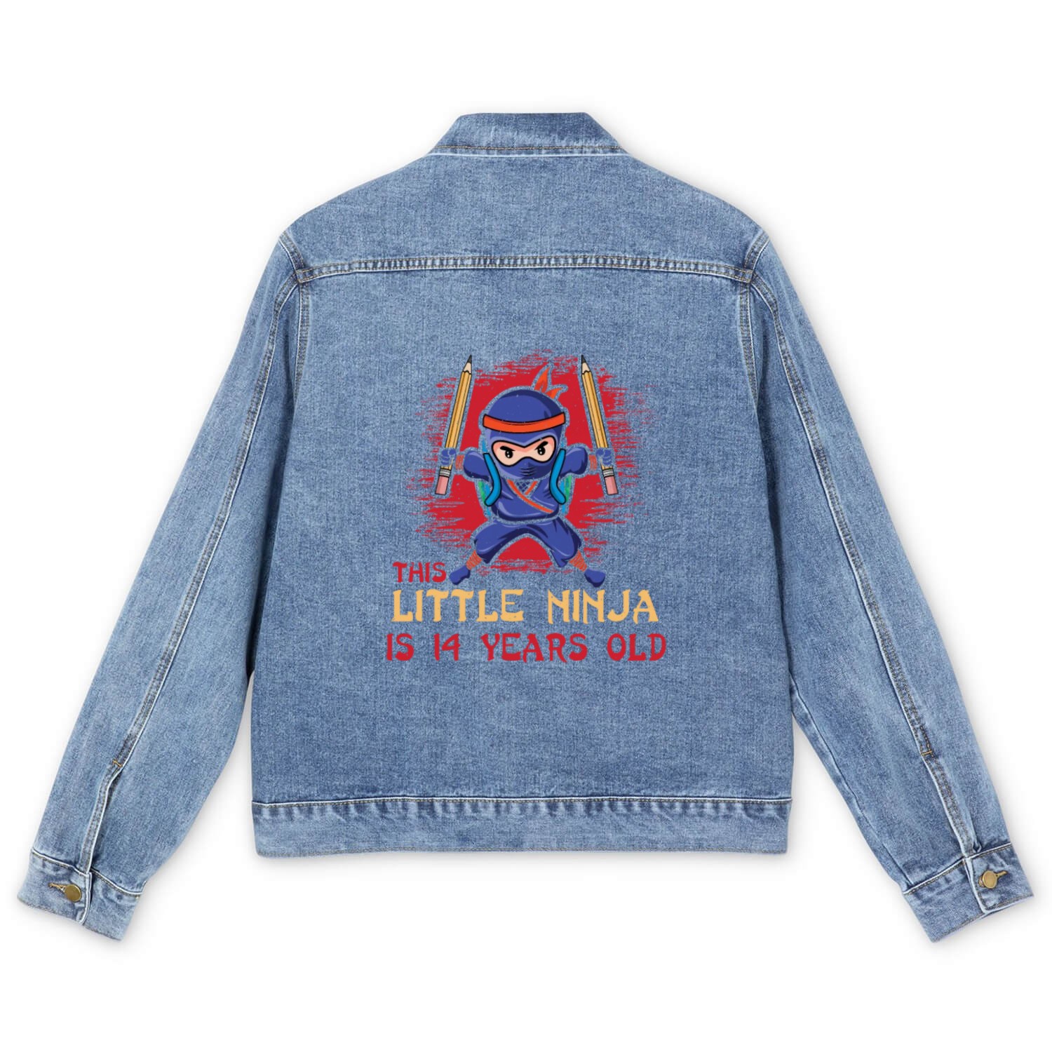 Birth Born Age 14 Years Old Japan Japanese Ninja Men's Denim Jackets