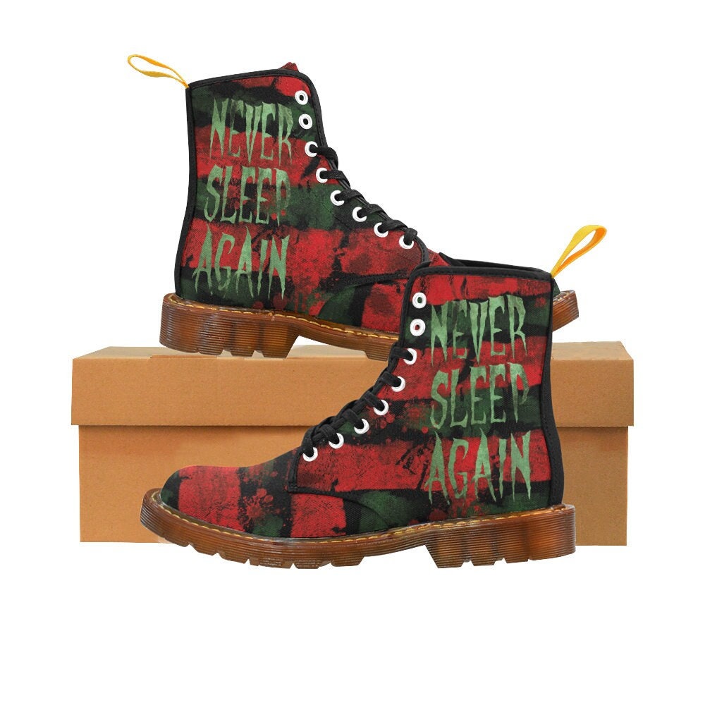Freddy Krueger Lace up Combat Boots, Inspired by Robert Englund's Iconic Serial Killer, Perfect for Slasher Fans