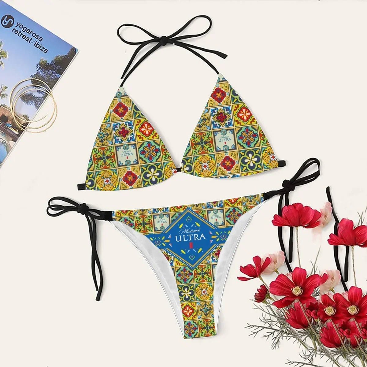 Michelob Ultra Azulejo Inspired Women's Triangle Sling Bikini Swimsuit