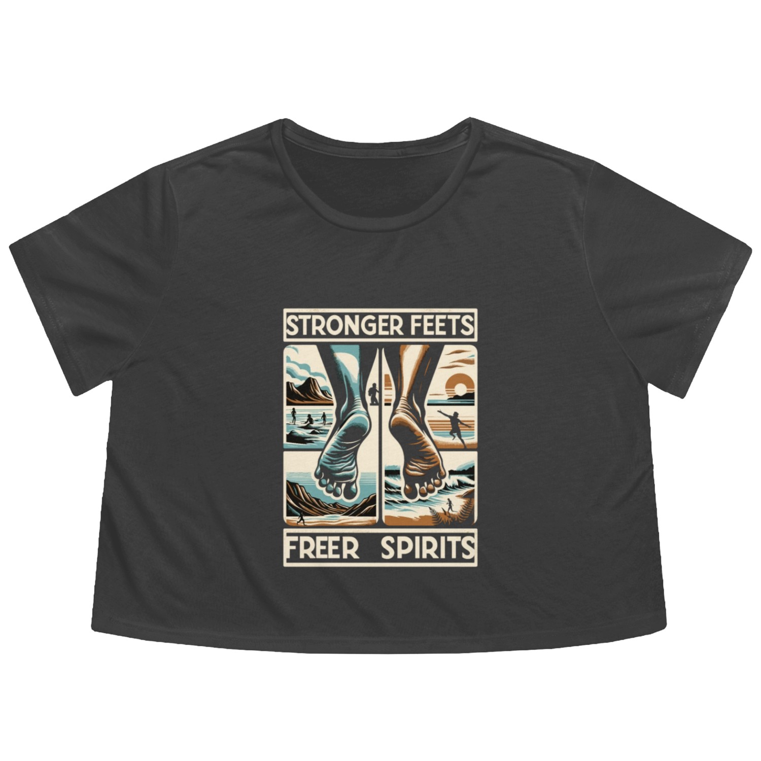 Barefood Lifestlye Ntural Foot Health Foot Flowy Cropped Tees