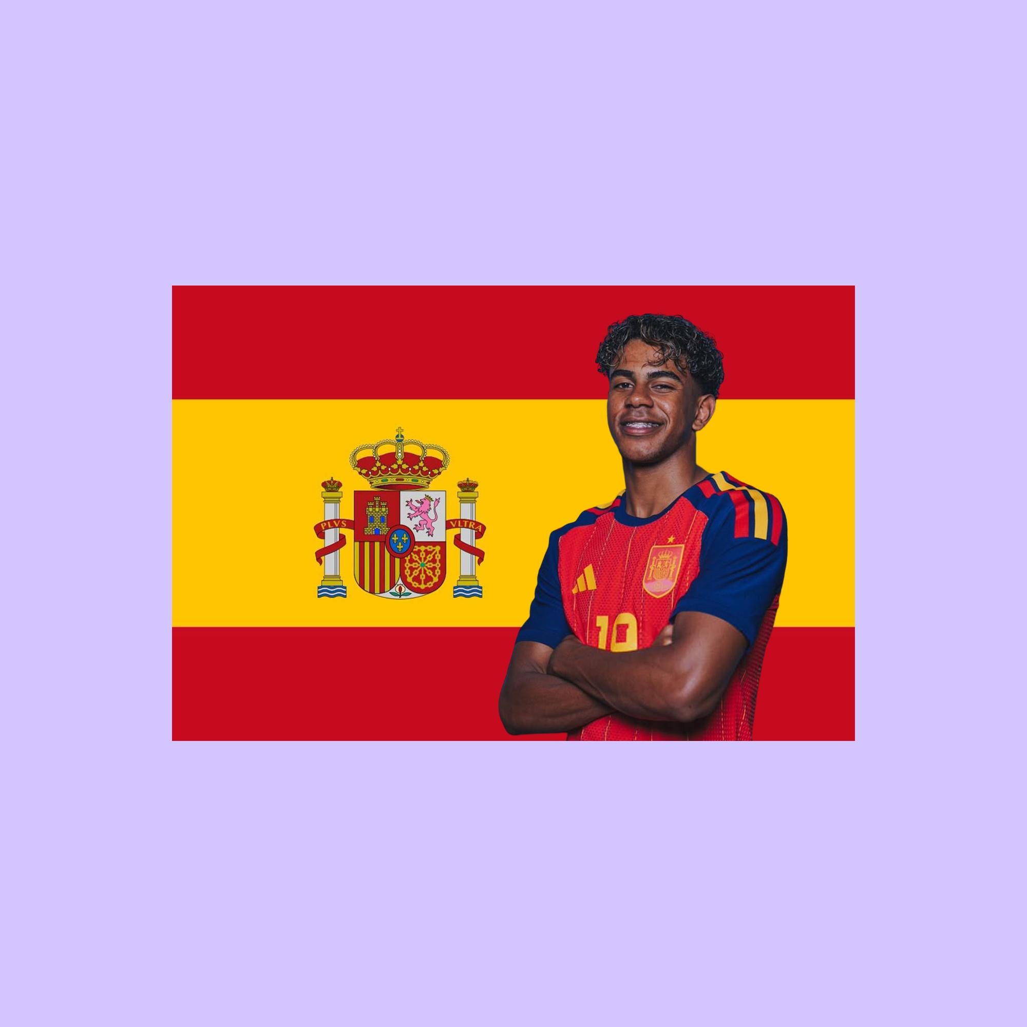 Lamine Yamal Spain Flag Tapestry, Spanish Football Wall Art, Soccer Bedroom Decor, Sports Fan Banner