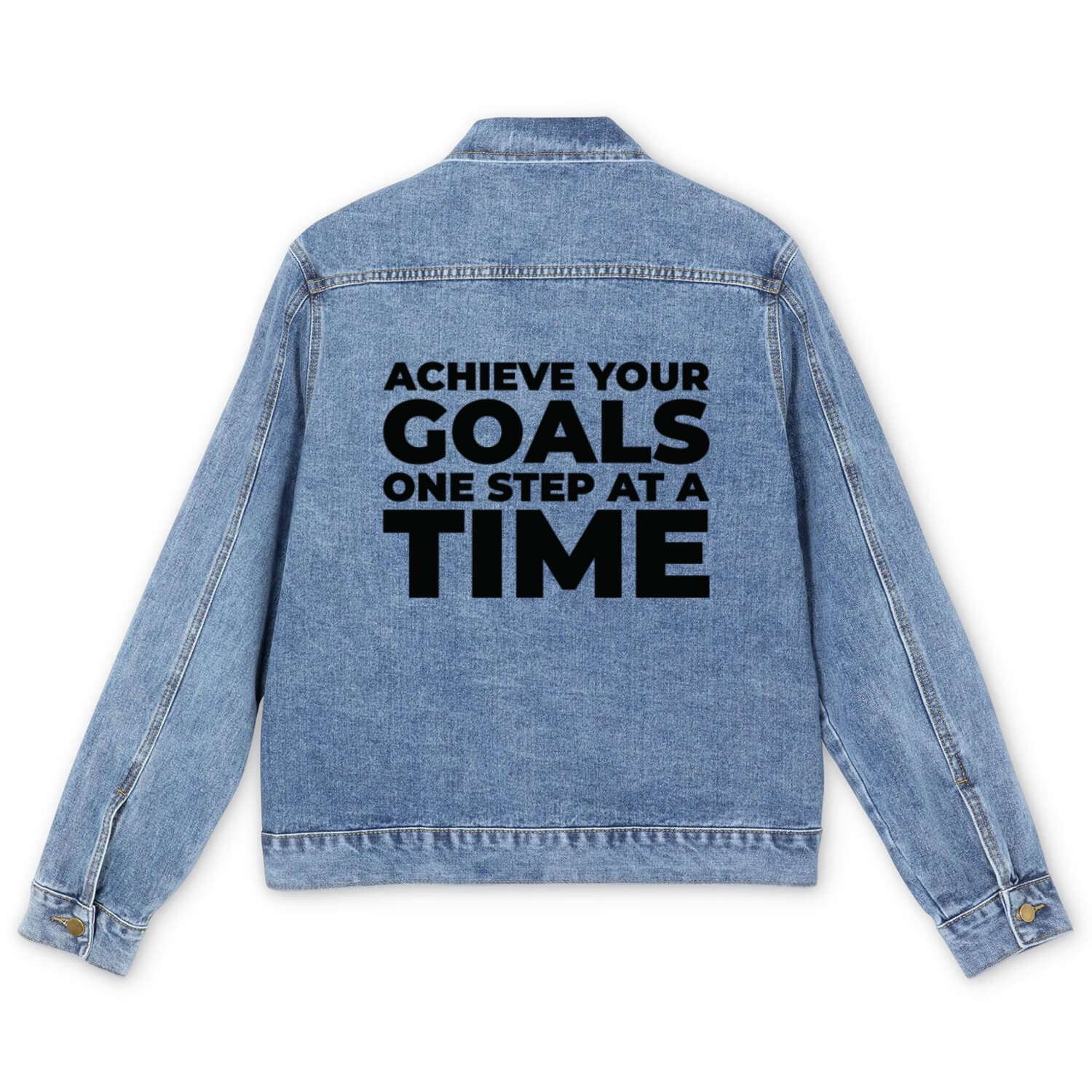 Goal Typography Life Quotes Positive Message Men's Denim Jackets