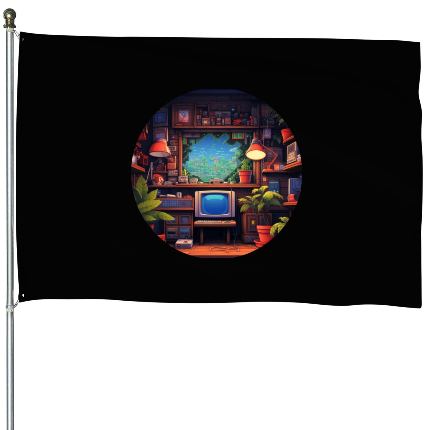 Pixelated Nostalgia: Embrace Retro Gaming Fun House Flags