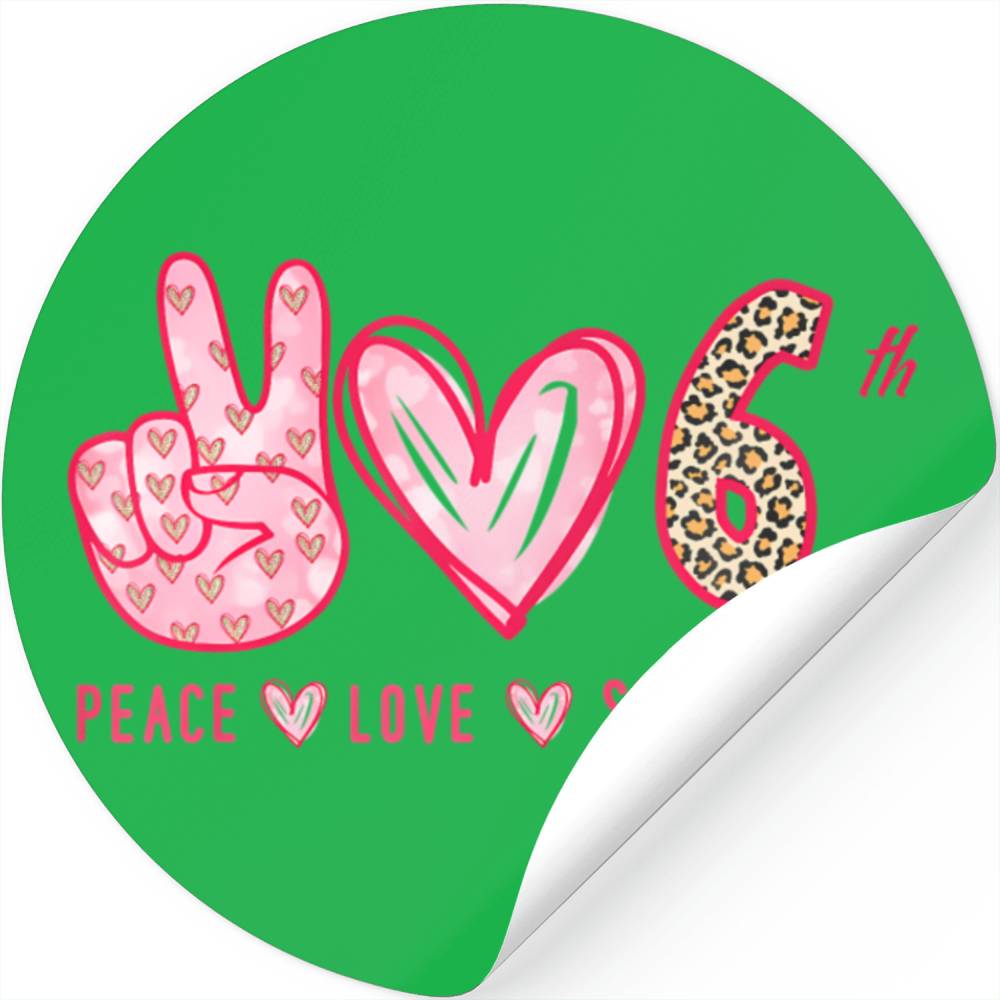 Peace Love 6th Grade Squad Leopard Student Back To Stickers