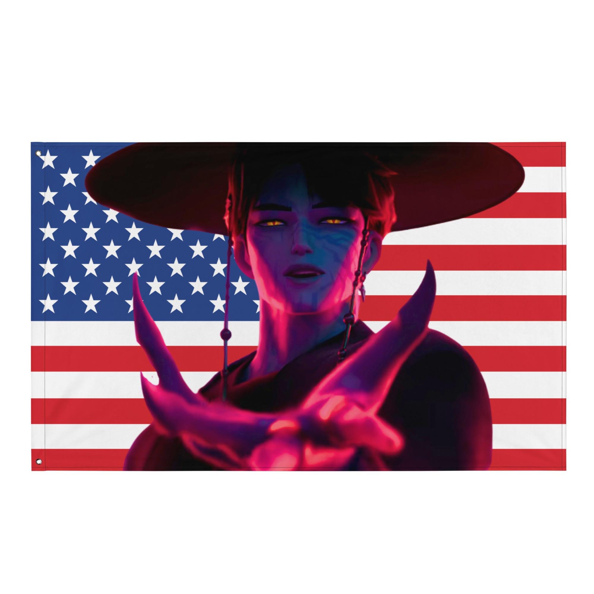 SAJA BOYS American Flag KPOP Demon Hunters Banner Tapestry