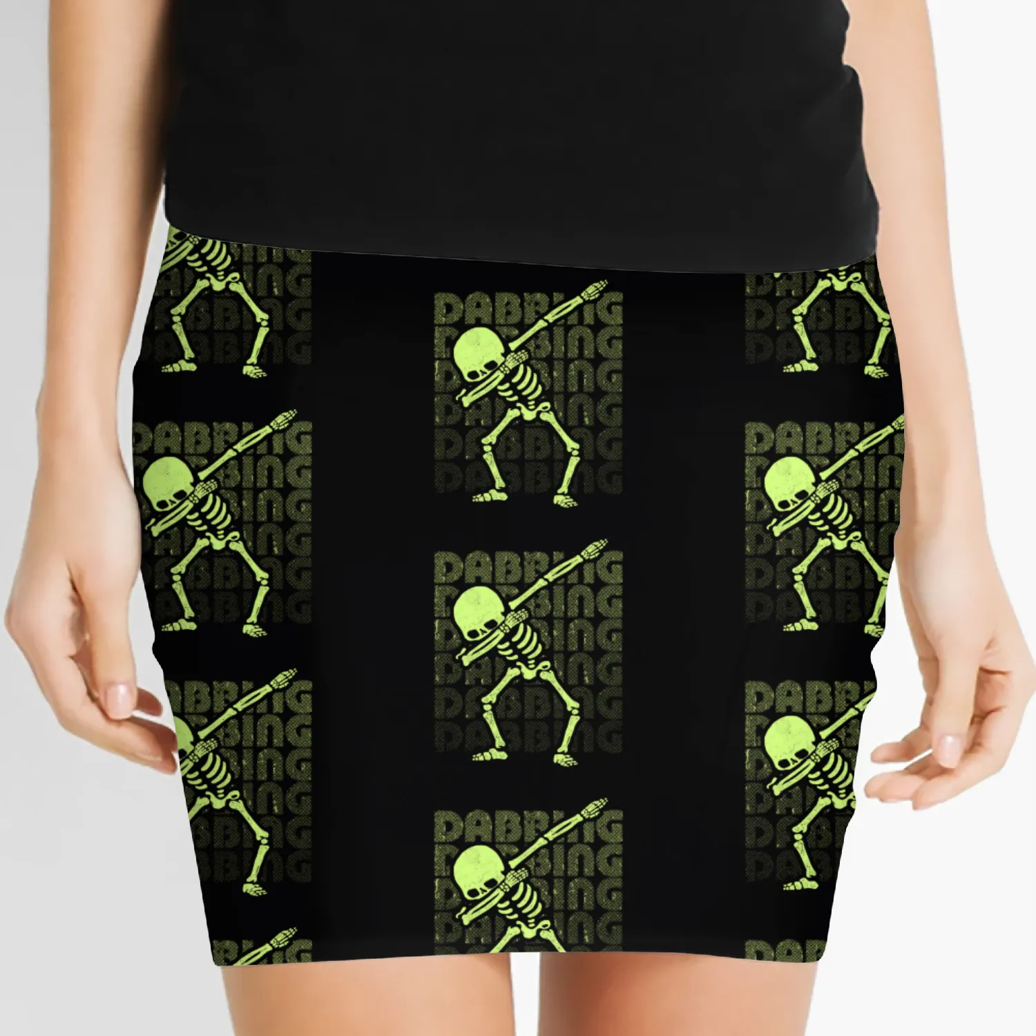 Dabbing Skeleton Type Glow Effect Women's Mini Skirts