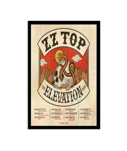 Poster ZZ Top The Elevation Tour 2024 Gift Fans Music Decor Home