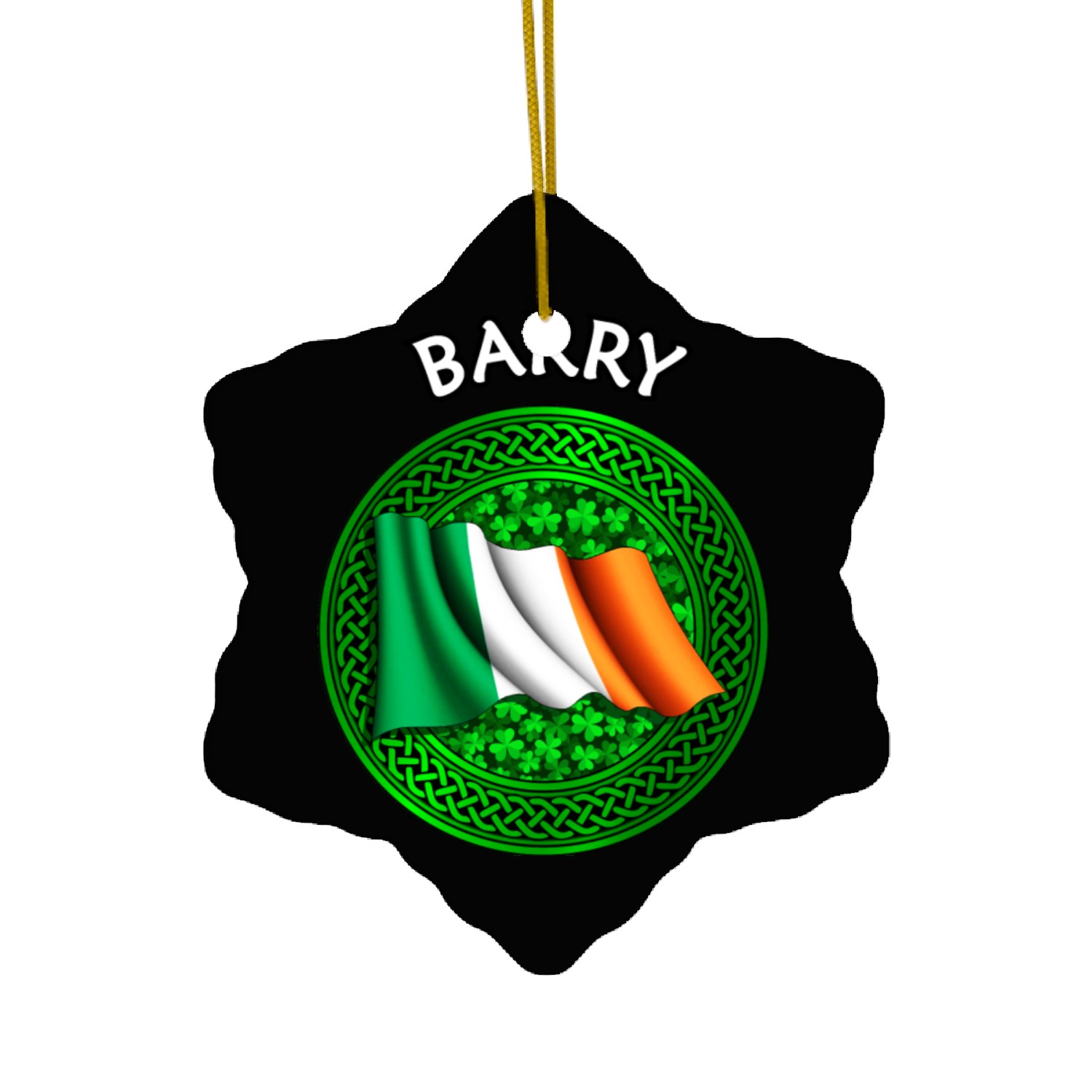 Barry Shamrock & Irish Flag Ceramic Ornaments
